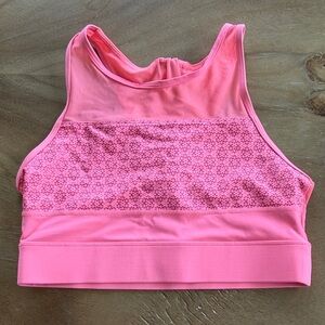 ZYIA Coral Pink High-Neck Zip-Back Sports Bra